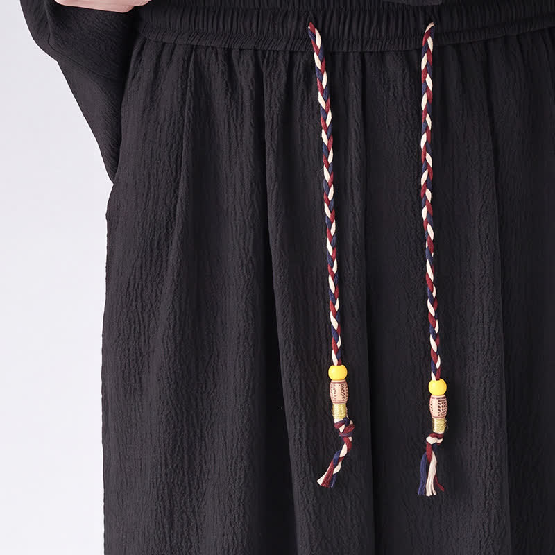 Buddha Stones 2 piezas de camisa y pantalón de manga tres cuartos con botones de rana estilo Spring Tang para hombre, ropa de meditación con bolsillo - image 7