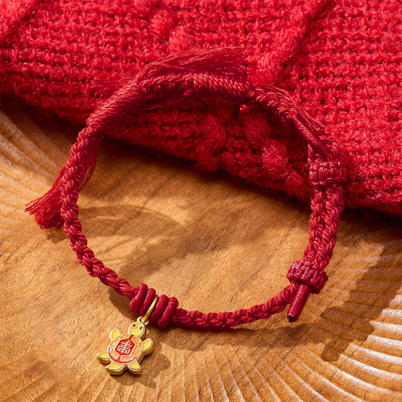 Buddha Stones Pulsera tibetana con dije de tortuga, chapada en oro y de cobre con cordón rojo. - Rojo oscuro (circunferencia de la muñeca: 5,5–6,7 pulgadas/14–17 cm) - image 13