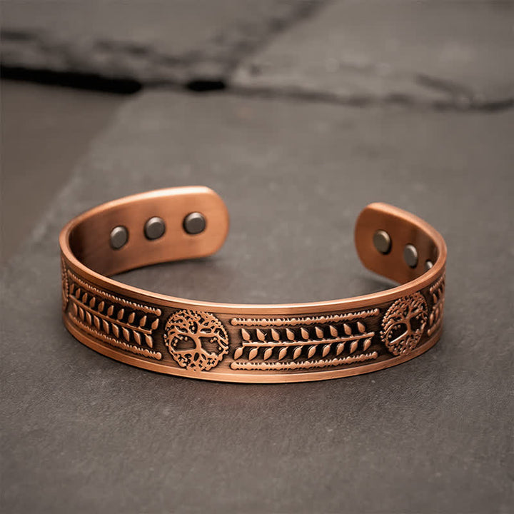 Buddha Stones Pulsera tipo brazalete grabada con el Árbol de la Vida de Cobre Rojo - Cobre rojo (Diámetro interior: aprox. 58 mm) - image 0