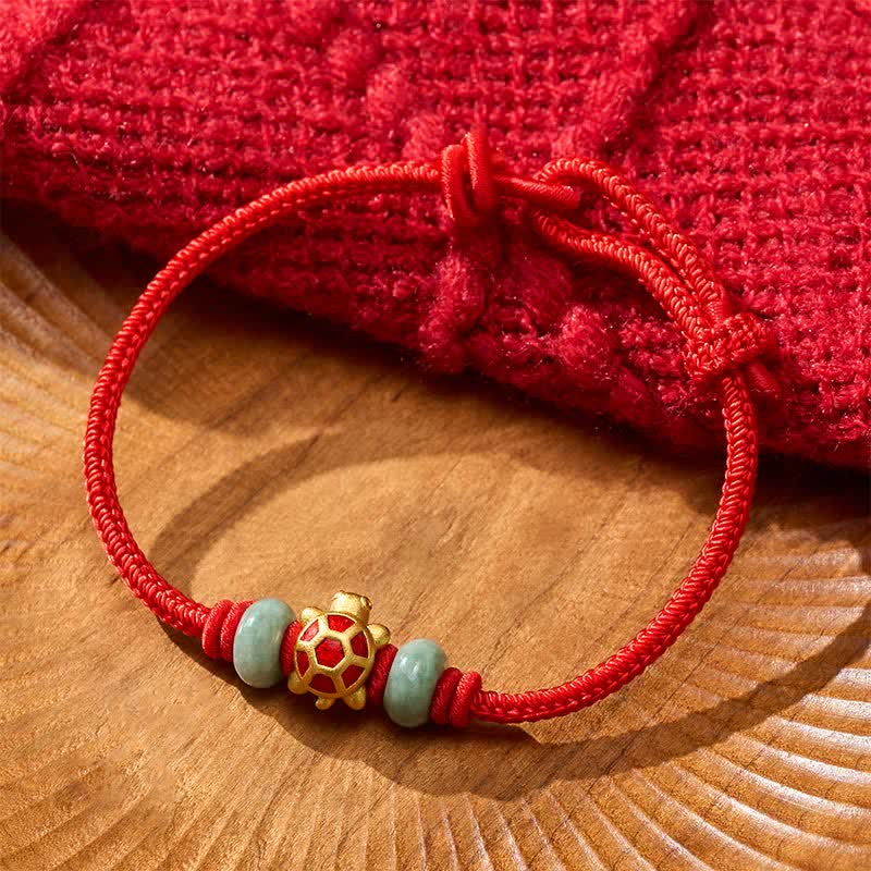 Buddha Stones Pulsera de la prosperidad tejida a mano con hilo rojo de cobre y tortuga - Rojo - 6,7–7,5 pulgadas/17–19 cm - image 10