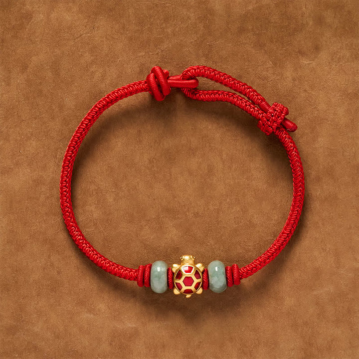 Buddha Stones Pulsera de la prosperidad tejida a mano con hilo rojo de cobre y tortuga - image 9