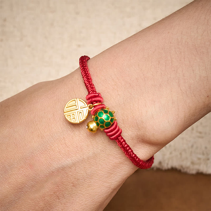 Buddha Stones Pulsera de la fortuna de hilo rojo con forma de tortuga y personaje Fu - image 6
