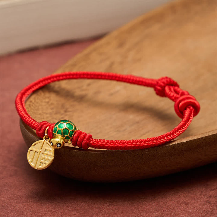 Buddha Stones Pulsera de la fortuna de hilo rojo con forma de tortuga y personaje Fu - image 16