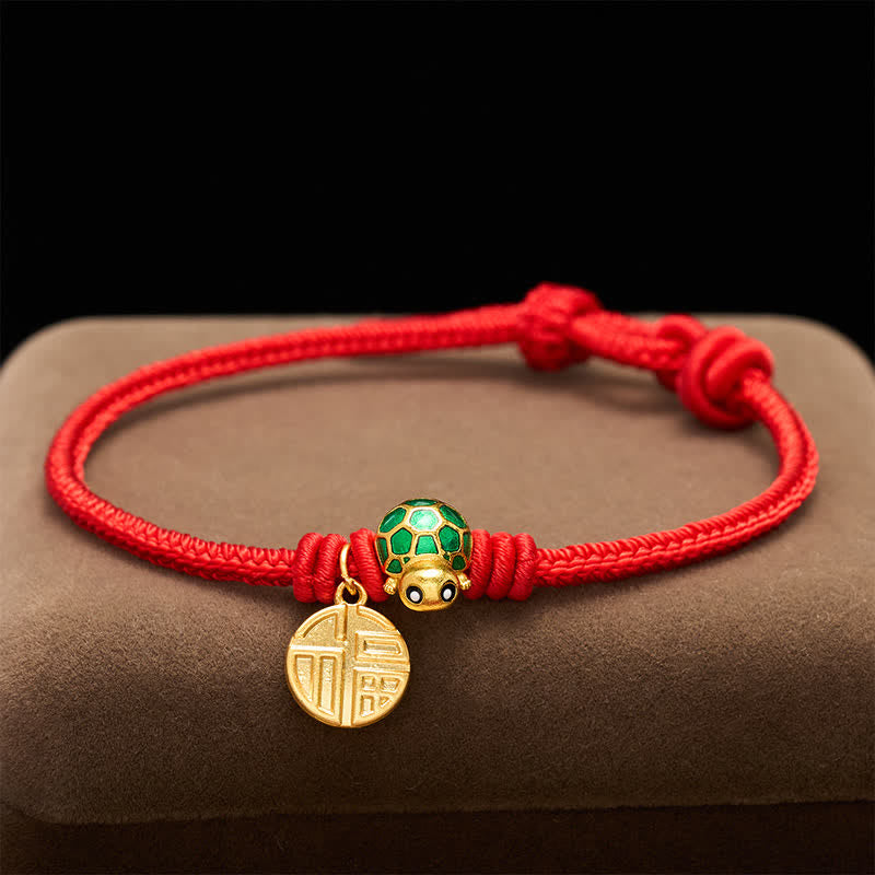 Buddha Stones Pulsera de la fortuna de hilo rojo con forma de tortuga y personaje Fu - image 15