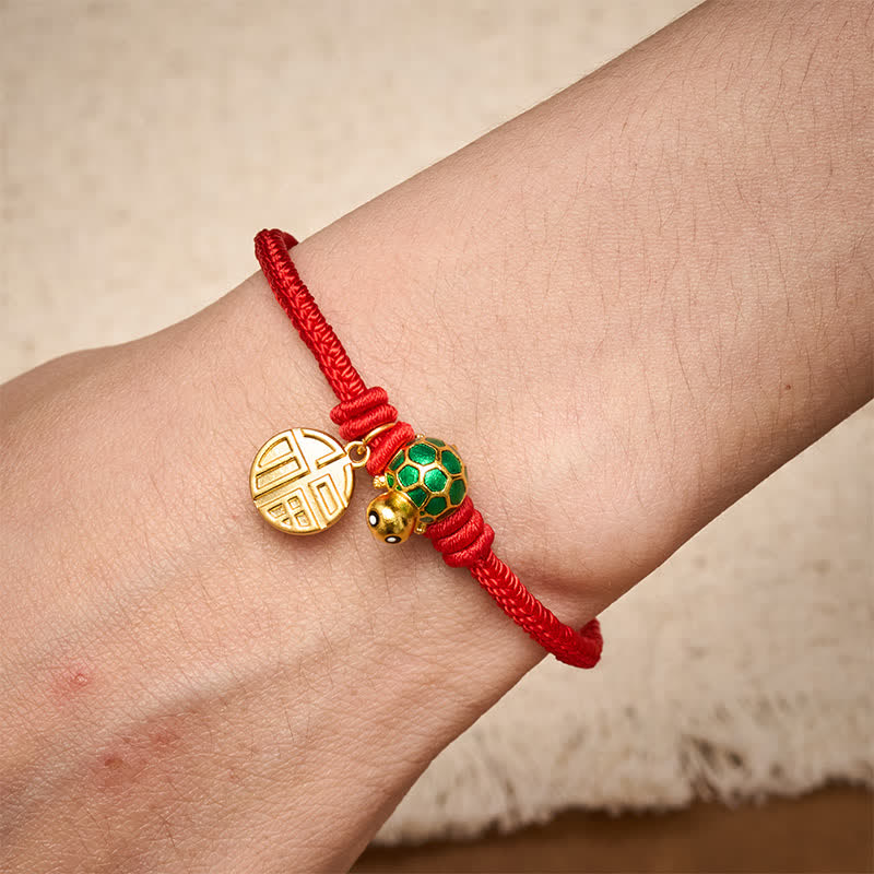 Buddha Stones Pulsera de la fortuna de hilo rojo con forma de tortuga y personaje Fu - image 17
