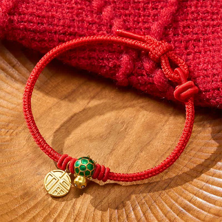 Buddha Stones Pulsera de la fortuna de hilo rojo con forma de tortuga y personaje Fu - image 14