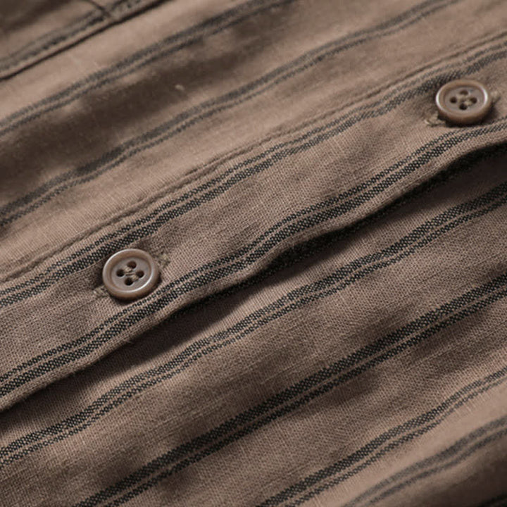 Buddha Stones Camisa de manga larga a rayas con botones, estilo vintage, para mujer, ideal para primavera y otoño. - image 2