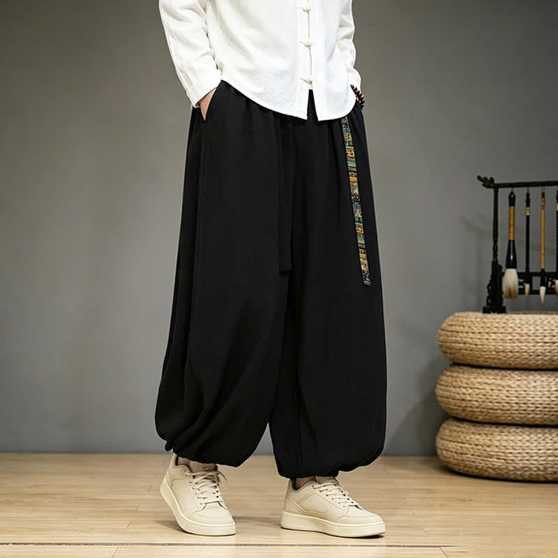 Buddha Stones Pantalones tobilleros lisos estilo chino para hombre, estilo harem, con bolsillo, ideales para primavera y verano. - image 4