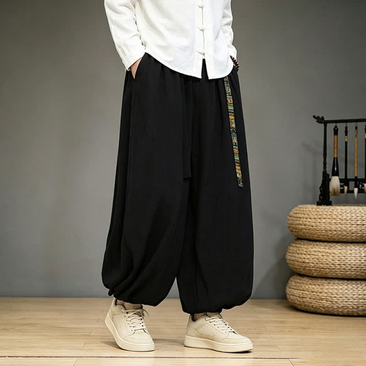 Buddha Stones Pantalones tobilleros lisos estilo chino para hombre, estilo harem, con bolsillo, ideales para primavera y verano. - image 4