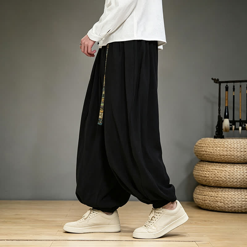 Buddha Stones Pantalones tobilleros lisos estilo chino para hombre, estilo harem, con bolsillo, ideales para primavera y verano. - image 3