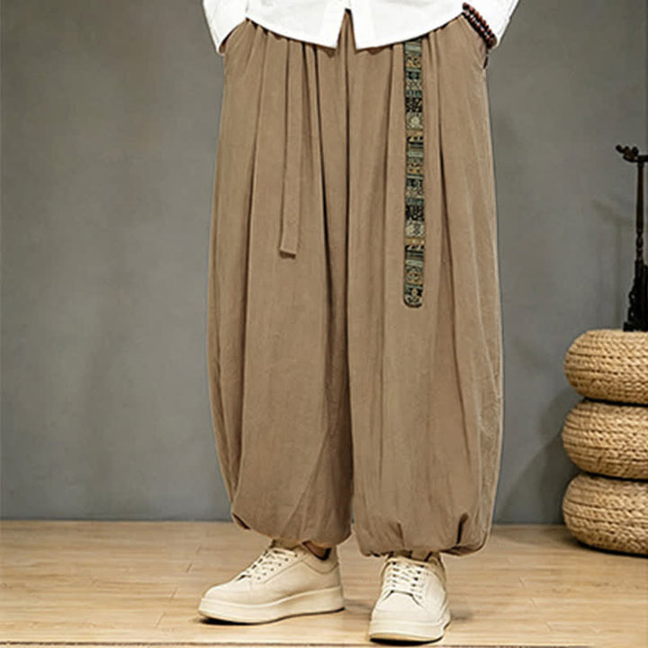 Buddha Stones Pantalones tobilleros lisos estilo chino para hombre, estilo harem, con bolsillo, ideales para primavera y verano. - Broncearse - US/UK/AU46, EU56 (5XL) - image 5