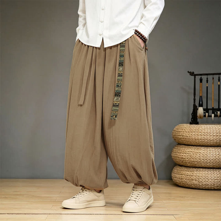 Buddha Stones Pantalones tobilleros lisos estilo chino para hombre, estilo harem, con bolsillo, ideales para primavera y verano. - image 6