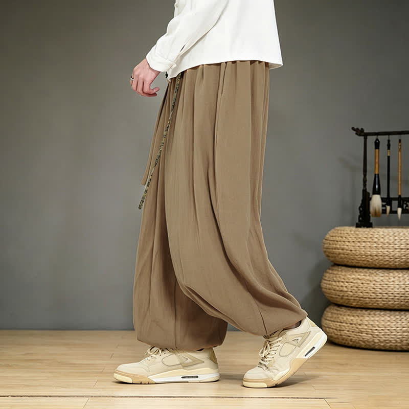 Buddha Stones Pantalones tobilleros lisos estilo chino para hombre, estilo harem, con bolsillo, ideales para primavera y verano. - image 8