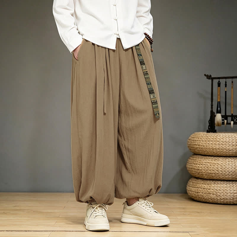 Buddha Stones Pantalones tobilleros lisos estilo chino para hombre, estilo harem, con bolsillo, ideales para primavera y verano. - image 9