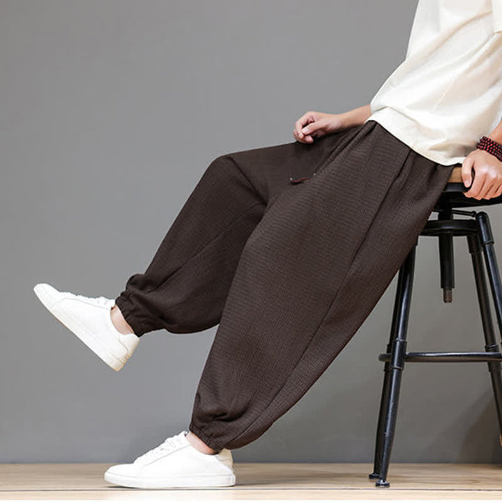 Buddha Stones Pantalones cortos casuales estilo boho con cordón ajustable para hombre, estilo harem, con bolsillo, ideales para primavera y otoño. - image 7