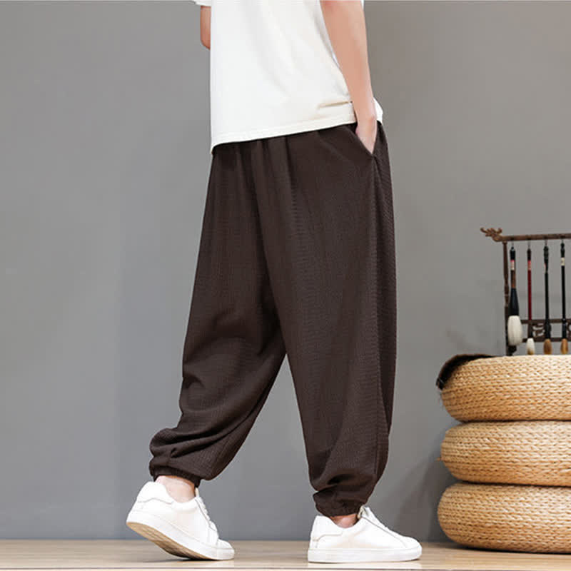 Buddha Stones Pantalones cortos casuales estilo boho con cordón ajustable para hombre, estilo harem, con bolsillo, ideales para primavera y otoño. - image 6