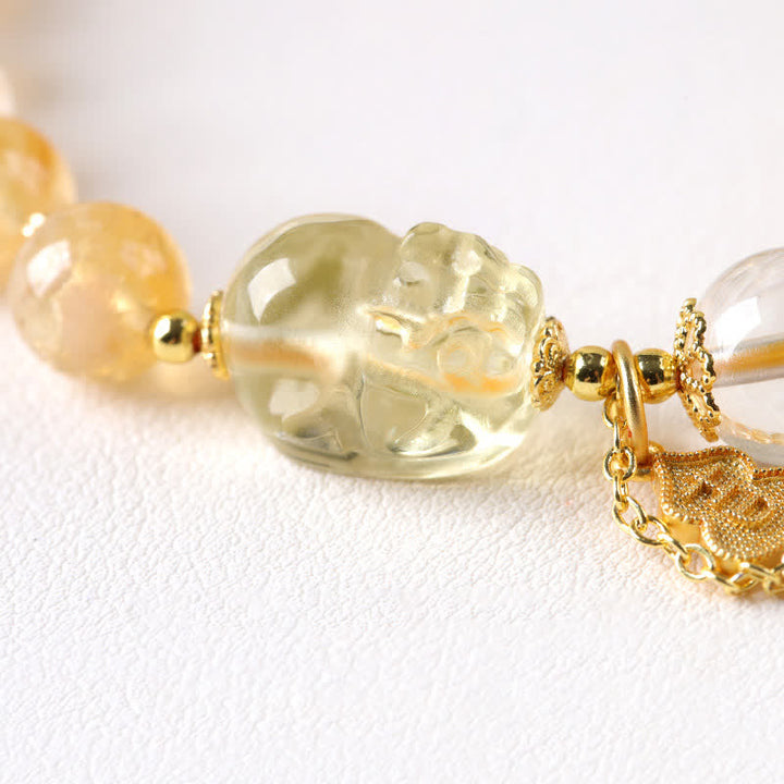 Buddha Stones Pulsera con colgante de calabaza Pi Xiu de citrino de inspiración china para la suerte y la abundancia - image 5