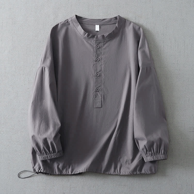 Buddha Stones Camisas sencillas de manga larga para mujer con botones y bolsillo, ideales para otoño. - Gris - US14, UK/AU18, EU46 (2XL) - image 0