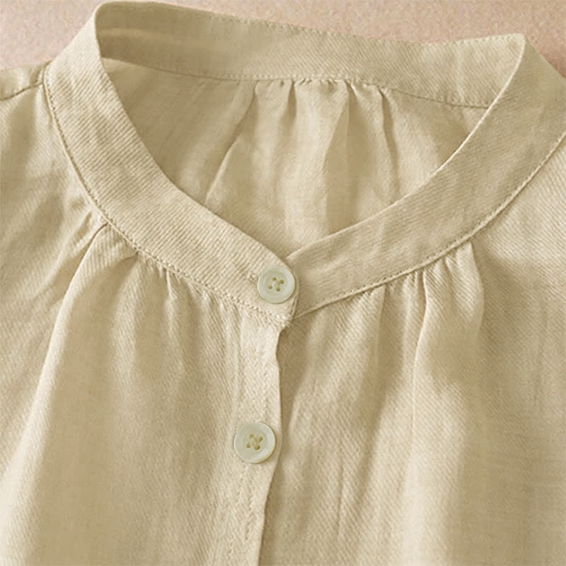 Buddha Stones Camisas clásicas de verano sencillas de manga corta con botones para mujer. - image 10