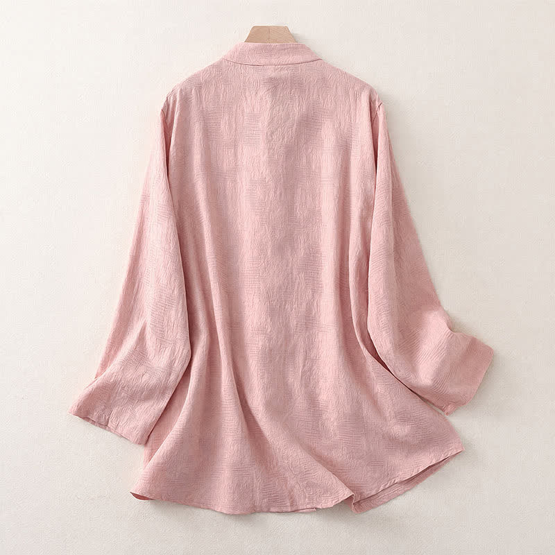 Buddha Stones Camisas de manga larga para mujer de estilo casual Tang con cuello mandarín y botones de rana, ideales para primavera y otoño. - image 7