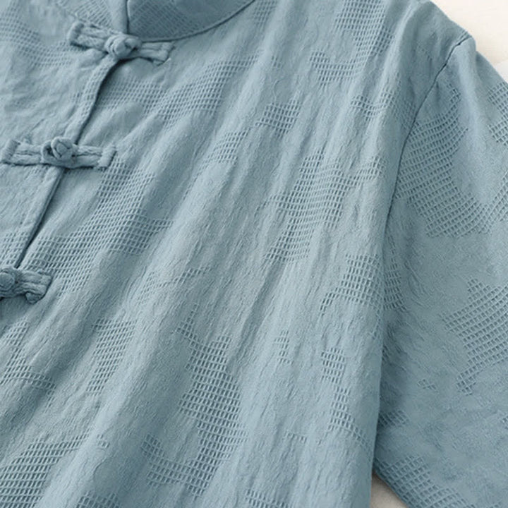 Buddha Stones Camisas de manga larga para mujer de estilo casual Tang con cuello mandarín y botones de rana, ideales para primavera y otoño. - image 2