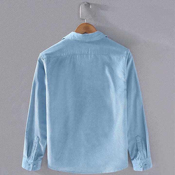 Buddha Stones Camisas de manga larga de algodón liso para hombre, estilo casual de otoño/invierno, con bolsillo de parche. - image 8