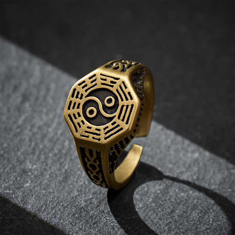 Buddha Stones Anillo abierto de equilibrio Yin Yang Bagua de cobre - Bagua (Equilibrio ♥ Armonía) - image 0