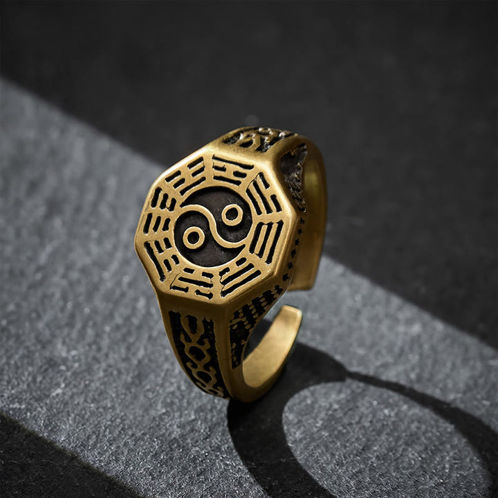Buddha Stones Anillo abierto de equilibrio Yin Yang Bagua de cobre - Bagua (Equilibrio ♥ Armonía) - image 0