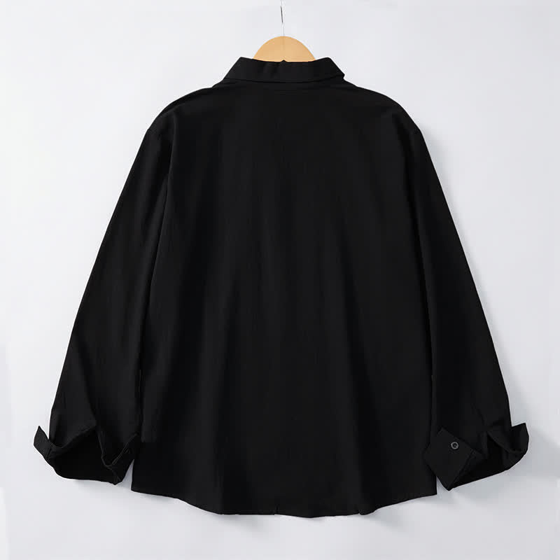 Buddha Stones Camisas de manga larga para hombre, estilo minimalista, con botones y pliegues, ideales para la primavera. - image 9