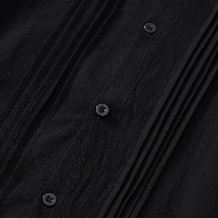 Buddha Stones Camisas de manga larga para hombre, estilo minimalista, con botones y pliegues, ideales para la primavera. - image 11