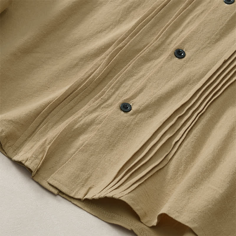 Buddha Stones Camisas de manga larga para hombre, estilo minimalista, con botones y pliegues, ideales para la primavera. - image 22