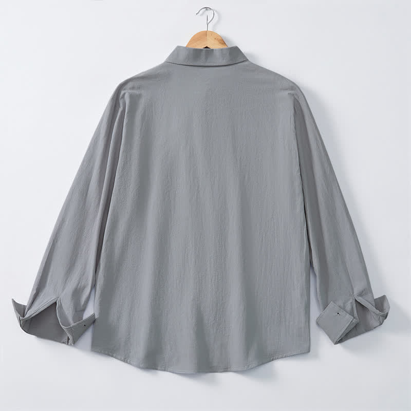 Buddha Stones Camisas de manga larga para hombre, estilo minimalista, con botones y pliegues, ideales para la primavera. - image 25