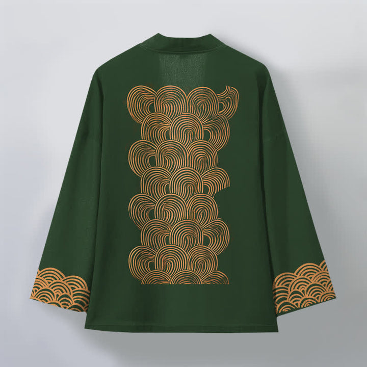 Buddha Stones Kimono de hombre de algodón con estampado de media luna y frente abierto - image 11