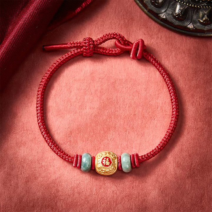 Pulsera de la suerte de cobre con personajes de Buddha Stones y cuerda roja - Rojo oscuro - 6,7–7,5 pulgadas/17–19 cm - image 11