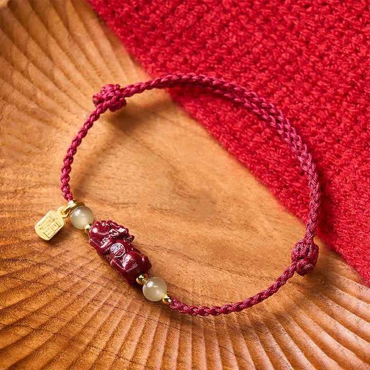 Pulsera de hilo rojo con Buddha Stones, cinabrio natural Pi Xiu Hetian Jade, buena suerte. - image 2