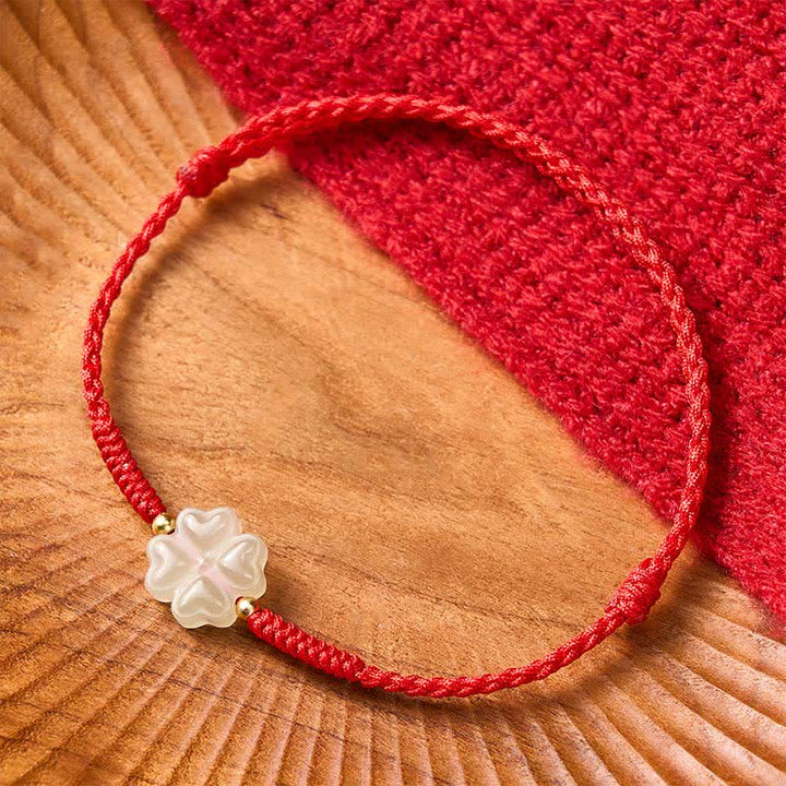 Pulsera de trébol de cuatro hojas de jade natural Hetian con Buddha Stones - image 3