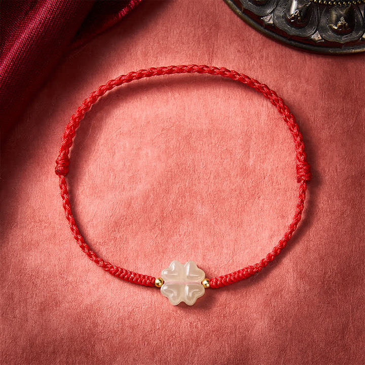 Pulsera de trébol de cuatro hojas de jade natural Hetian con Buddha Stones - image 2