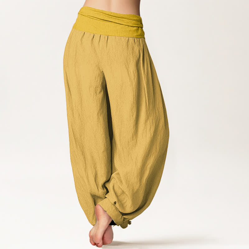 Pantalones harén de algodón puro con cintura elástica para mujer Buddha Stones Goldenrod - image 1