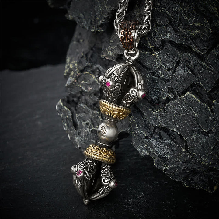 Buddha Stones Collar con colgante de cobre tibetano con diseño de vajra para conexión a tierra y poder espiritual. - image 3