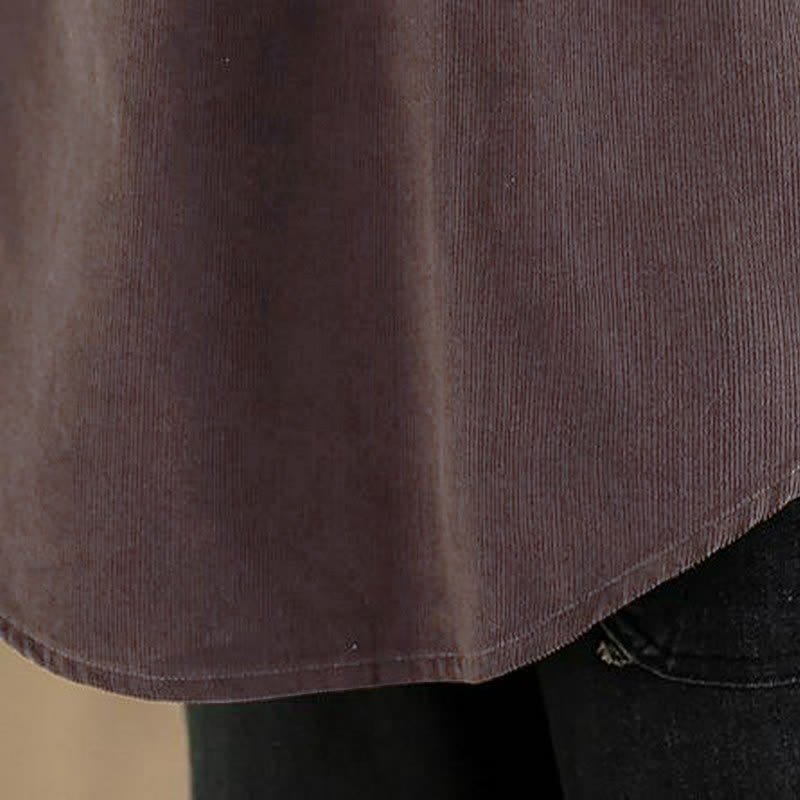 Buddha Stones Chaqueta de mujer de pana lisa con botones, estilo vintage, para otoño/invierno, con bolsillos. - image 12