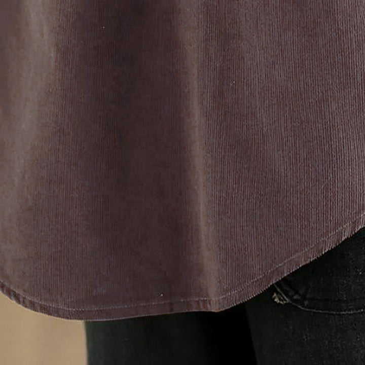Buddha Stones Chaqueta de mujer de pana lisa con botones, estilo vintage, para otoño/invierno, con bolsillos. - image 12