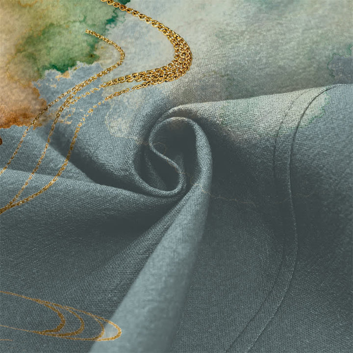 Buddha Stones Kimono de hombre con frente abierto, estampado de nube de tinta de koi y loto de algodón. - image 5