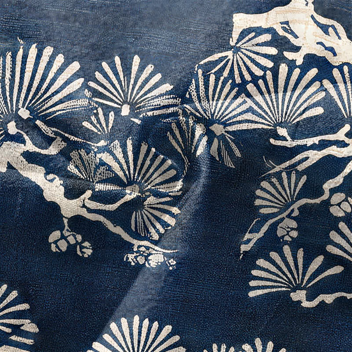Buddha Stones Kimono de hombre con estampado de abanico de ramas de pino y algodón, frente abierto. - image 5
