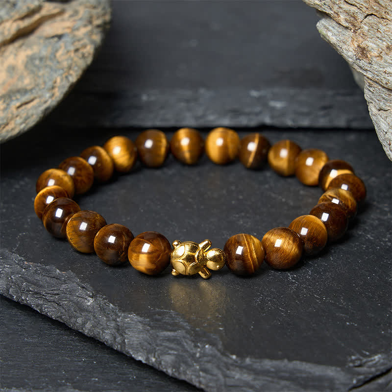 Buddha Stones Pulsera de cuentas de coraje con accesorios de tortuga ojo de tigre natural - Ojo de tigre de 8 mm (circunferencia de la muñeca: 15-16 cm) - image 9