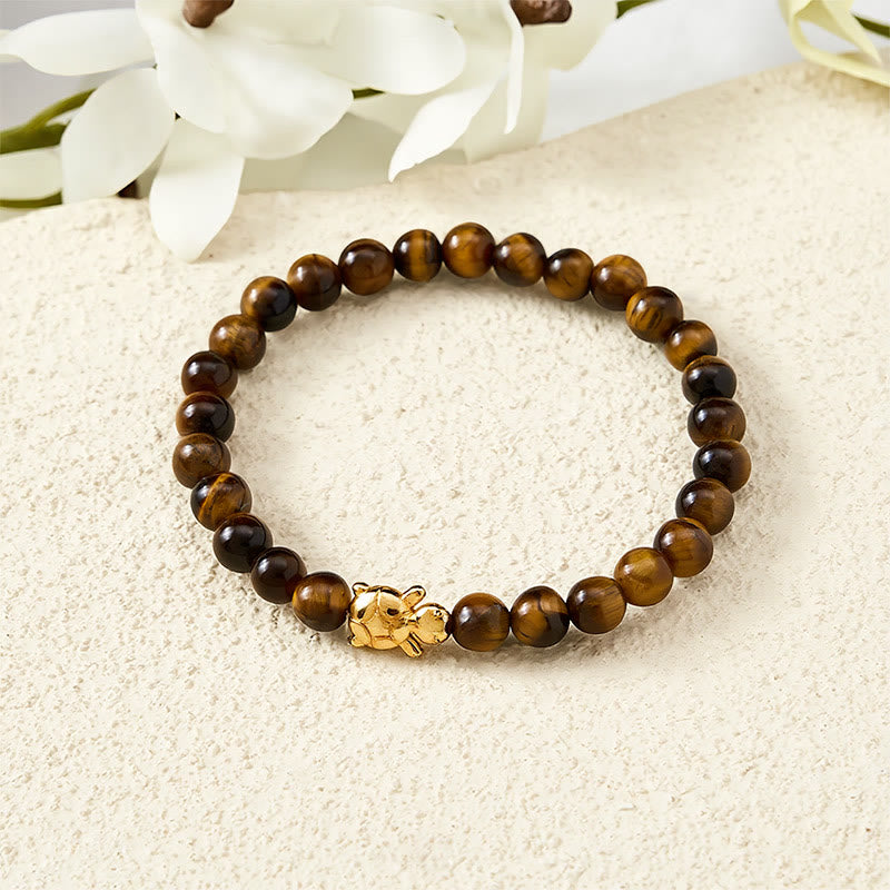 Buddha Stones Pulsera de cuentas de coraje con accesorios de tortuga ojo de tigre natural - image 12