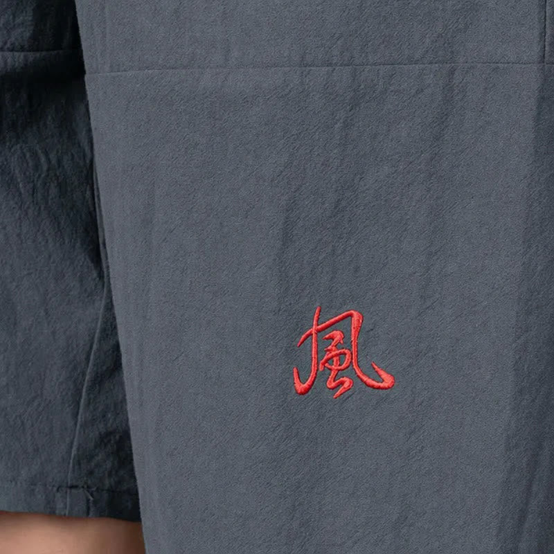 Buddha Stones Pantalones capri lisos de algodón y lino para hombre con cordón ajustable y bolsillos. - image 4