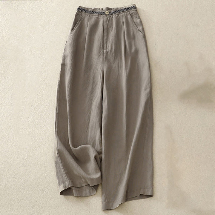 Pantalones de mujer con Buddha Stones, color liso, cierre frontal, cintura elástica y bolsillos. - Caqui oscuro - US8-10，UK/AU12-14，EU40-42 (2XL) - image 15