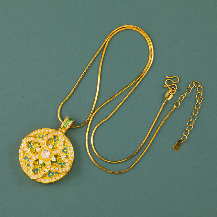 Buddha Stones Collar con colgante redondo de latón chapado en oro con forma de calabaza. - Cadena de serpientes - image 7