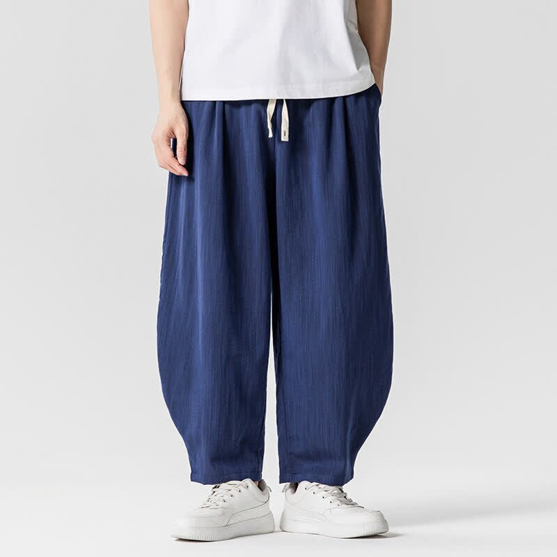 Buddha Stones Pantalones cortos casuales de primavera/verano con cordón ajustable, color liso, estilo harem para hombre con bolsillos. - Marina de guerra - US/UK/AU46, EU56 (5XL) - image 0