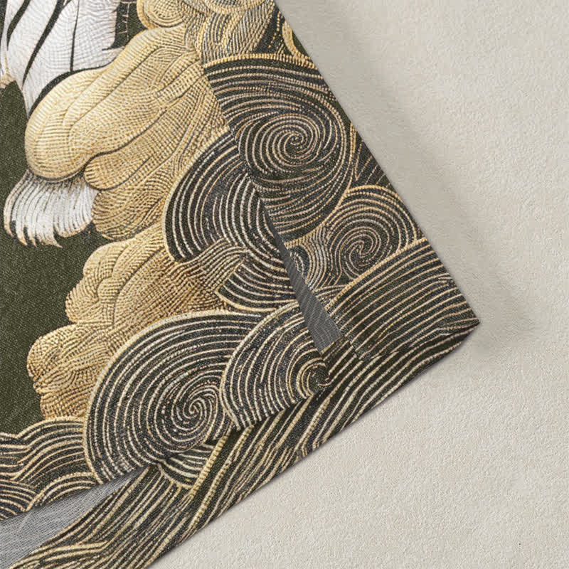 Buddha Stones Kimono de hombre con frente abierto, estampado de pino y nubes de tigre blanco, algodón. - image 4